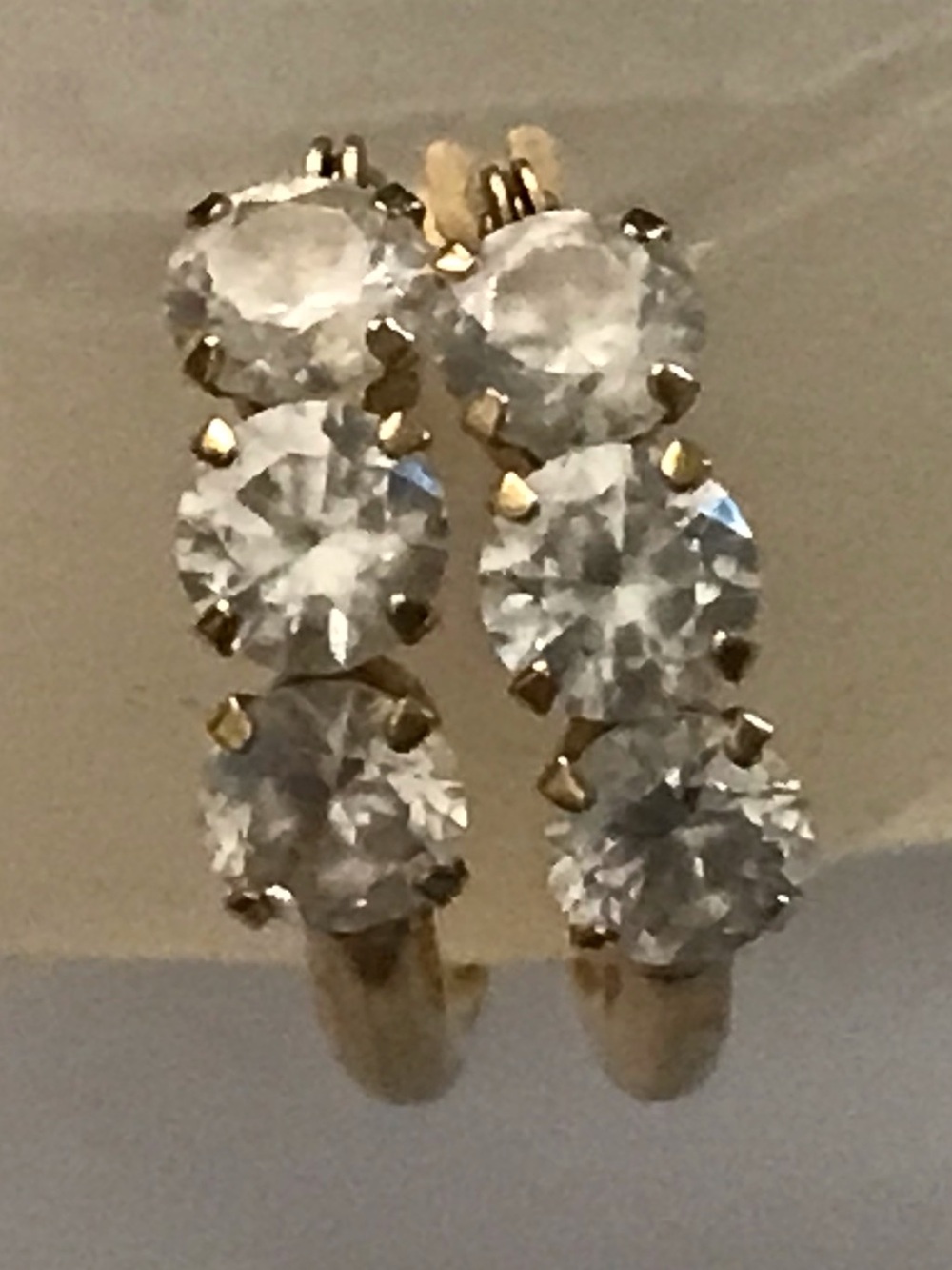 14K Yellow Gold Diamonique Huggie Hoop Earrings